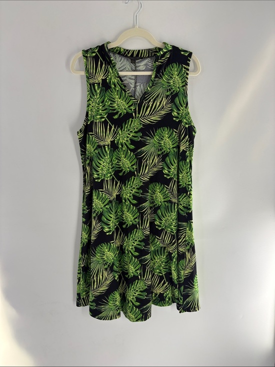 Lindy Bop Dresses & Skirts - Lexington Avenue Women’s Tropical Palm Leaf Sleeveless Dress Black Green Size 1X